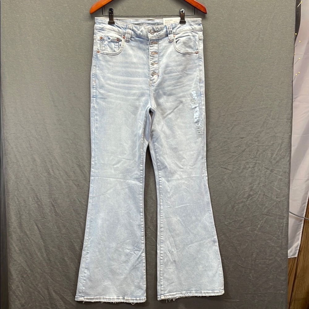 American Eagle Blue Flare Wide Leg Denim